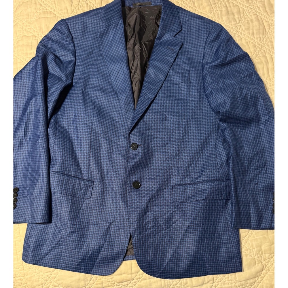 Armani Collezioni G-Line Houndstooth Sport Coat Mens 40R Blue Blazer